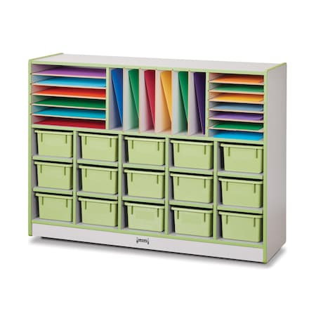 Jonti-Craft Rainbow Accents Sectional Cubbie-Tray Mobile Unit, with Trays, Key Lime Green 0416JCWW130